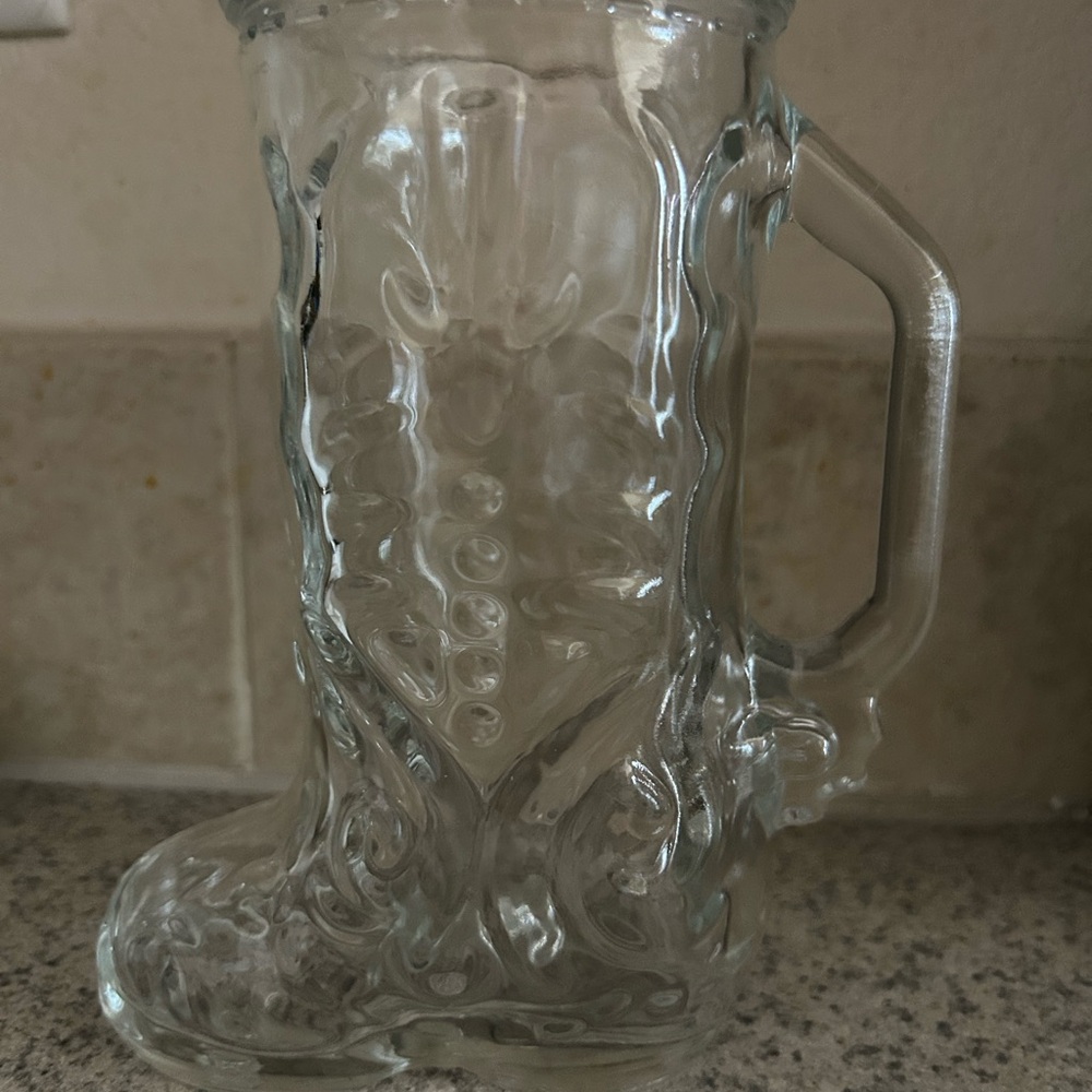 Clear Glass Boot Mug.